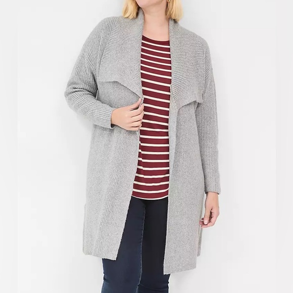Lane Bryant Ribbed Gray Cardigan Sweater - Picture 1 of 10